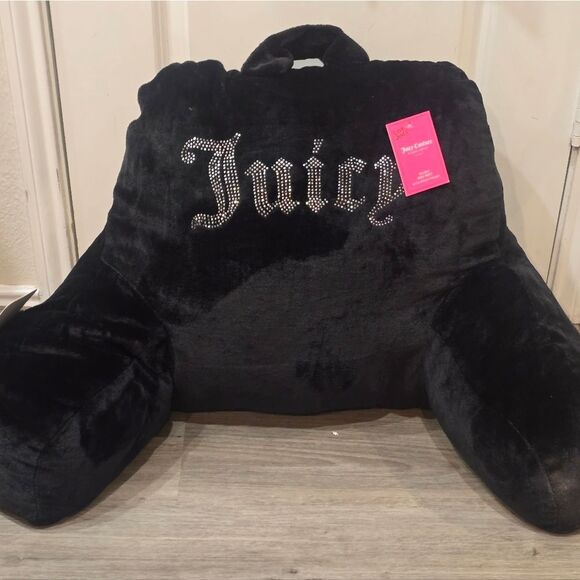 Juicy Couture Home Rhinestone Logo Plush Bed Rest Pillow w/Phone Storage Pocket - Picture 3 of 7